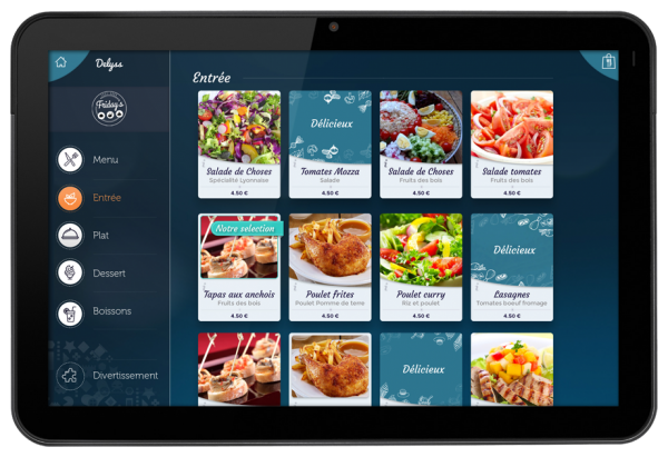 Menu sélection repas tablette tactile